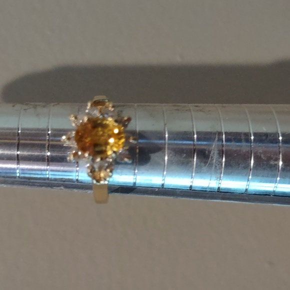 Yellow Sapphire, Natural Diamond Ring Set In 14kt Yellow Gold - Picture 9 of 11